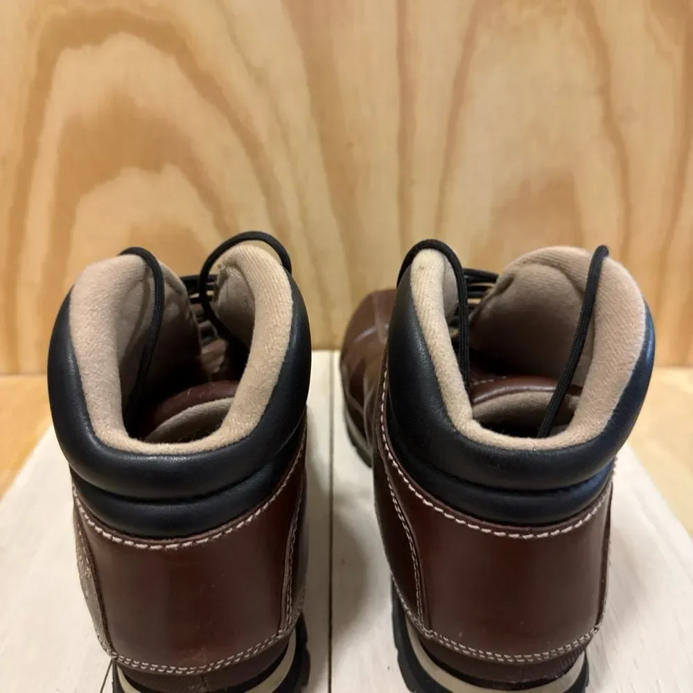 Timberlands Men's 85129 Brown Leather Lace Up Euro Dub Boots Size 9.5M